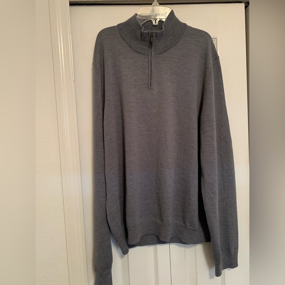 The Men’s Store Bloomingdales 100% Merino Wool Quarter Zip Gray Size XL